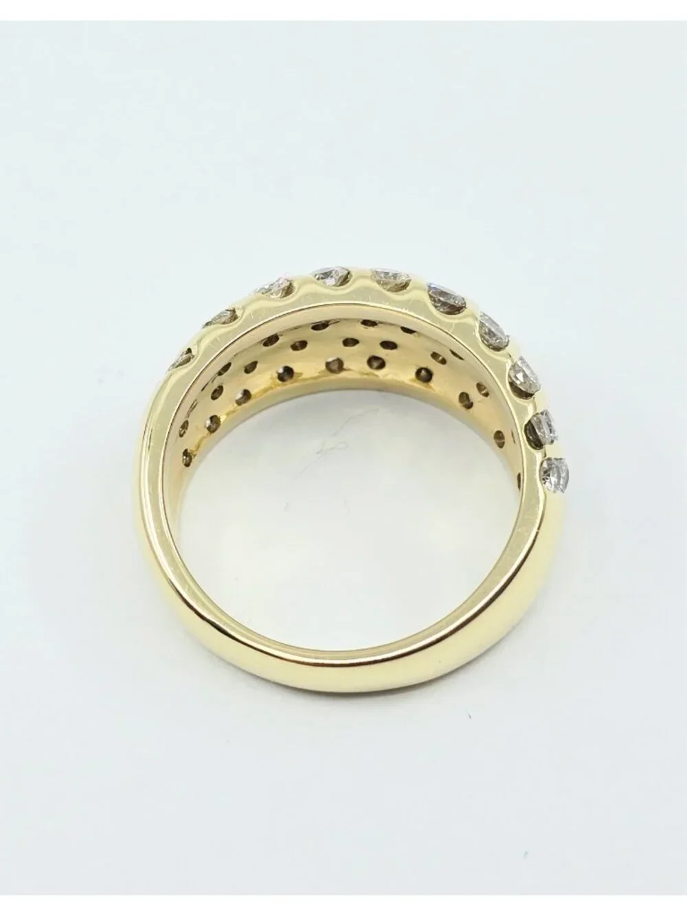Unique 14K Karat Solid Yellow Gold Designer Round Diamond Cocktail Ring - Size 6